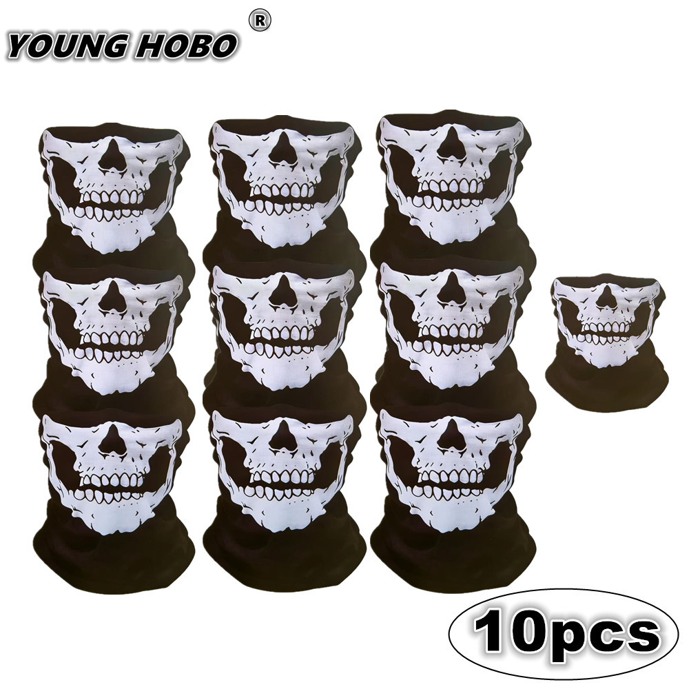 Cycling Face Mask - 10pcs Skull Seamless Windproof Motorcycle Scarf