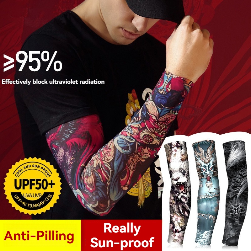 Cycling Arm Warmers - Summer Tattoo Sleeves Ice Silk Golf