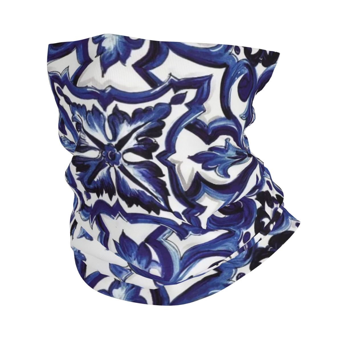 Blue Ornate Floral Mediterrane - Cycling Face Mask ulasan dan harga