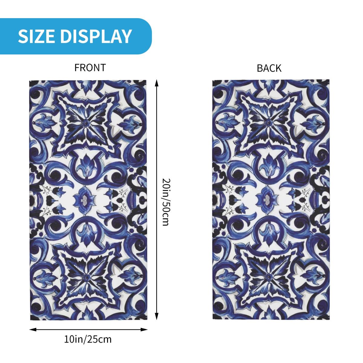Blue Ornate Floral Mediterrane - Cycling Face Mask ulasan dan harga
